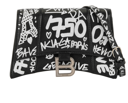 Hourglass Graffiti Belt Bag, &pound;595, Handbags, Black/White, Leather, Front view